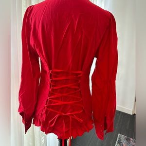 Ladies Pirate Blouse with corset-laced back, ruffled neckline